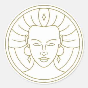 Beauty Sleeping Woman Face Line Art Design Sticker
