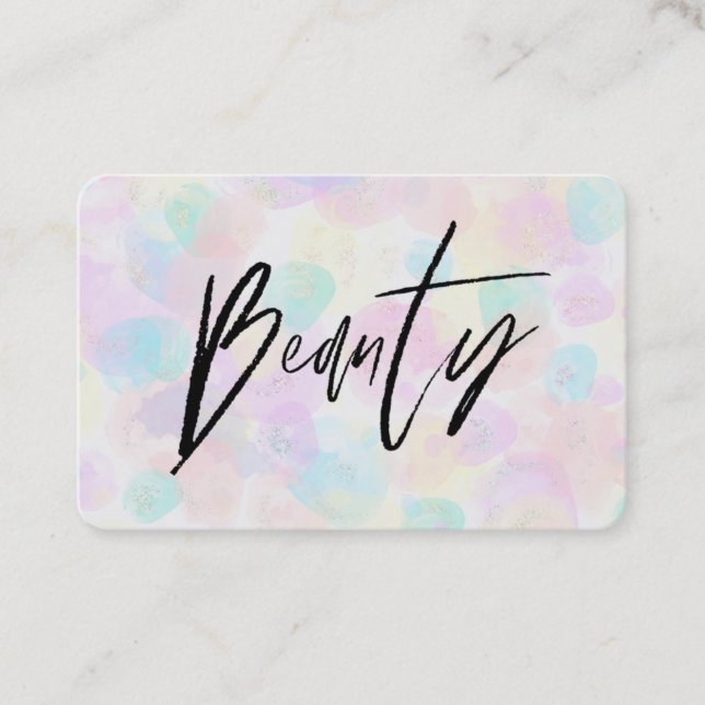 *~* BEAUTY  Soft Rainbow Modern Abstract Pastel Business Card (Front)