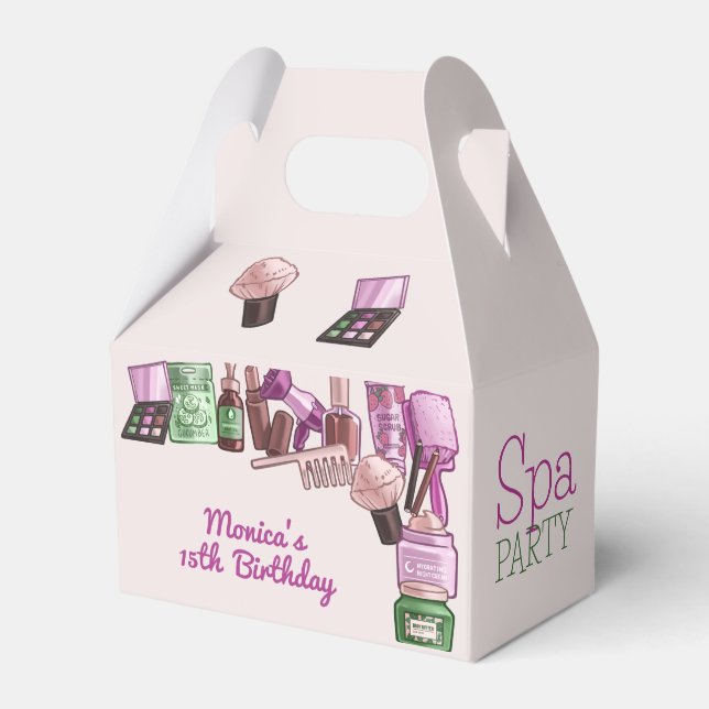 Beauty spa birthday party favour box (Front Side)