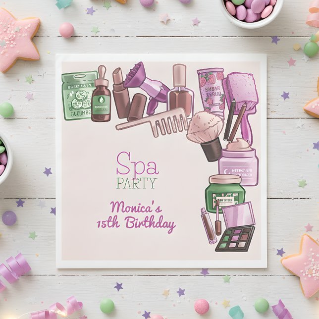 Beauty spa birthday party napkin (Creator Uploaded)
