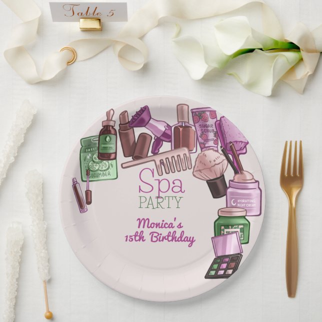 Beauty spa birthday party paper plate (Wedding)