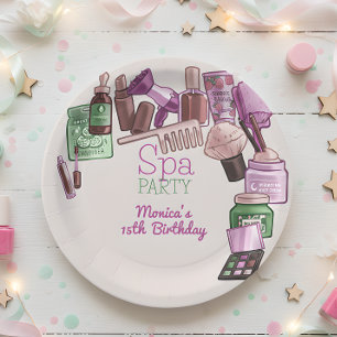 Beauty spa birthday party paper plate