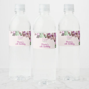 Beauty spa birthday party water bottle label