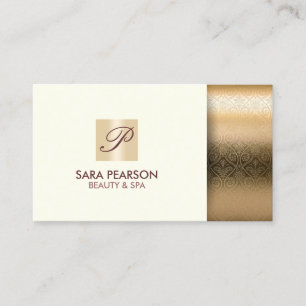 Beauty Spa Elegant Gold Monogram Business Card