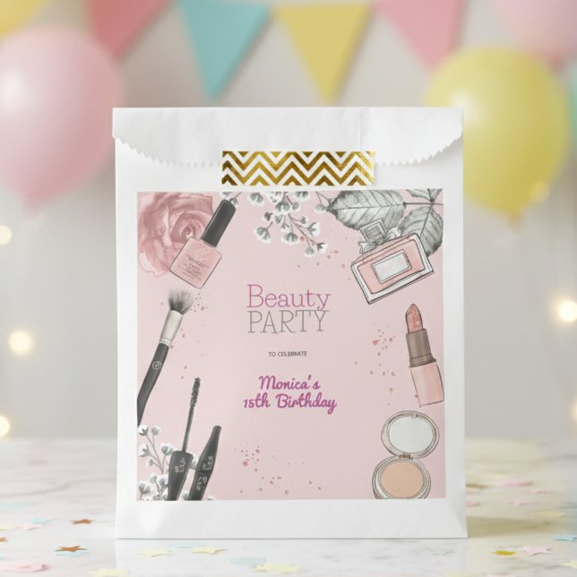 Beauty spa girly dusty rose birthday party favour bags (Creator Uploaded)