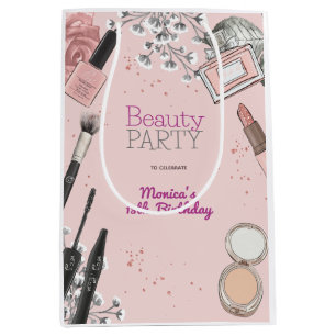 Beauty spa girly dusty rose birthday party medium gift bag