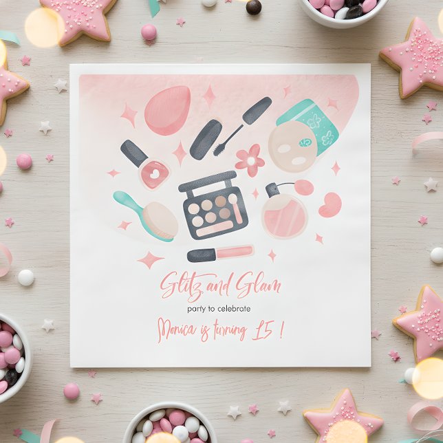 Beauty spa glitz and glam birthday party napkin (Creator Uploaded)