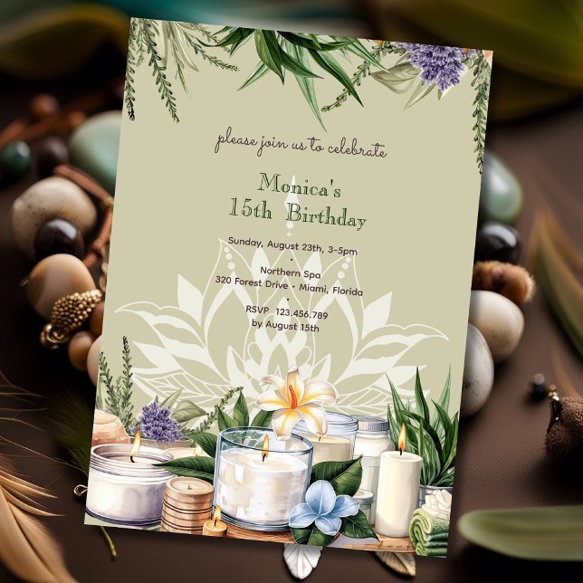Beauty spa lotus flower birthday invitation (Creator Uploaded)