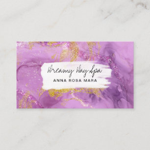 *~* Beauty Spa QR Abstract Magenta Gold Glitter Business Card