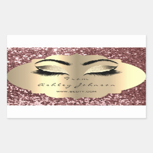 Beauty Spark Glitter Rose Gold Lash Eyes Square Rectangular Sticker