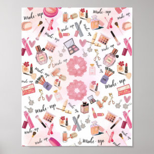 "Beauty Station" Makeup Illustration Wall Art