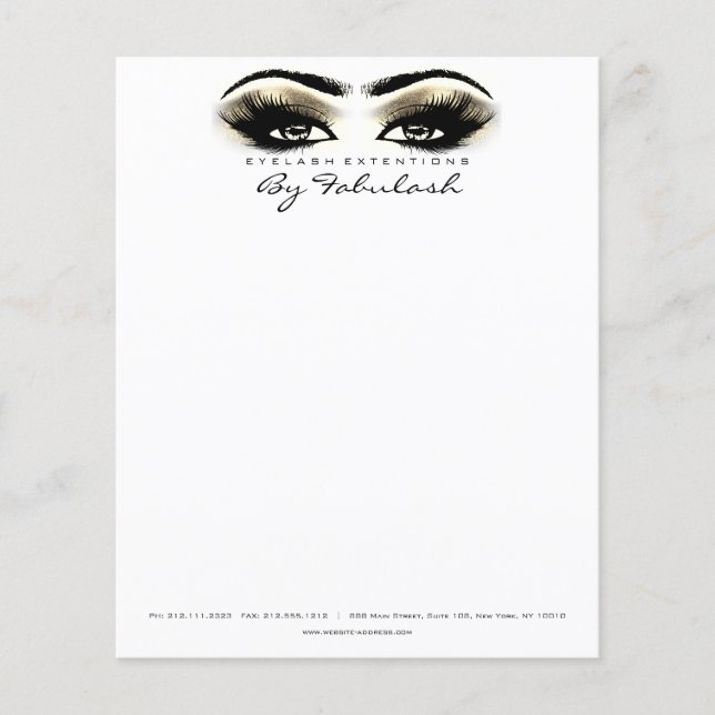 Beauty Studio Lashes Makeup Stylist Gold Eye White Flyer (Front)
