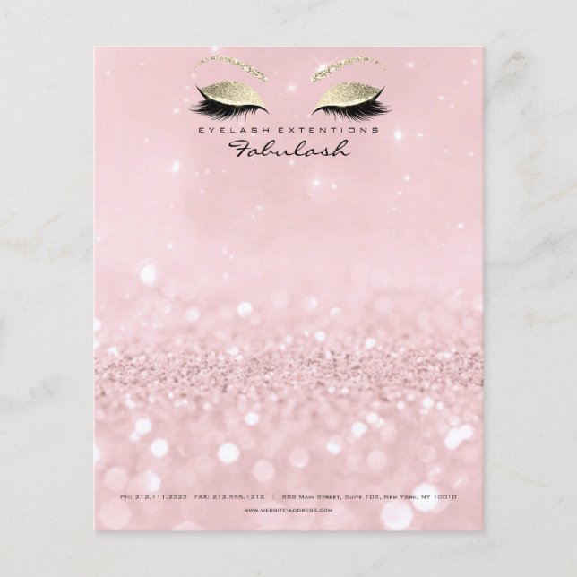 Beauty Studio Lashes Makeup Stylist Gold Pink Flyer (Front)