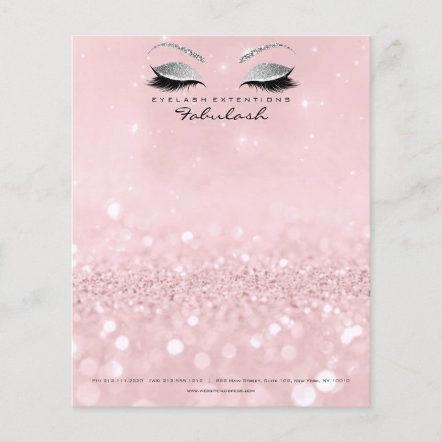 Beauty Studio Lashes Makeup Stylist Silver Pink Flyer (Front)
