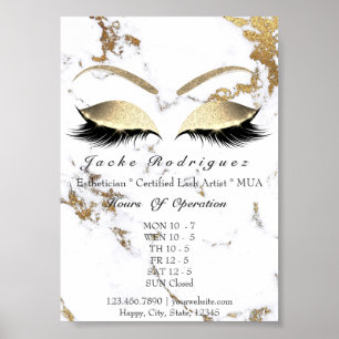 Beauty Studio Opening Hours MUA Aesthetician Lashe Poster