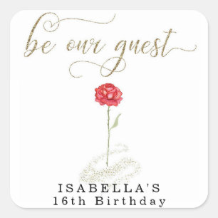 Beauty & the Beast Birthday Bridal Wedding Square Sticker
