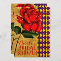 Beauty & The Beast Red Sparkle Rose Bridal Shower