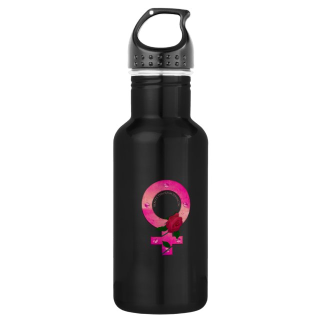 beauty through strength 532 ml water bottle (Front)