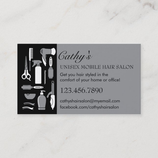 Beauty Tools Mobile Hair Salon Business Card (Front)