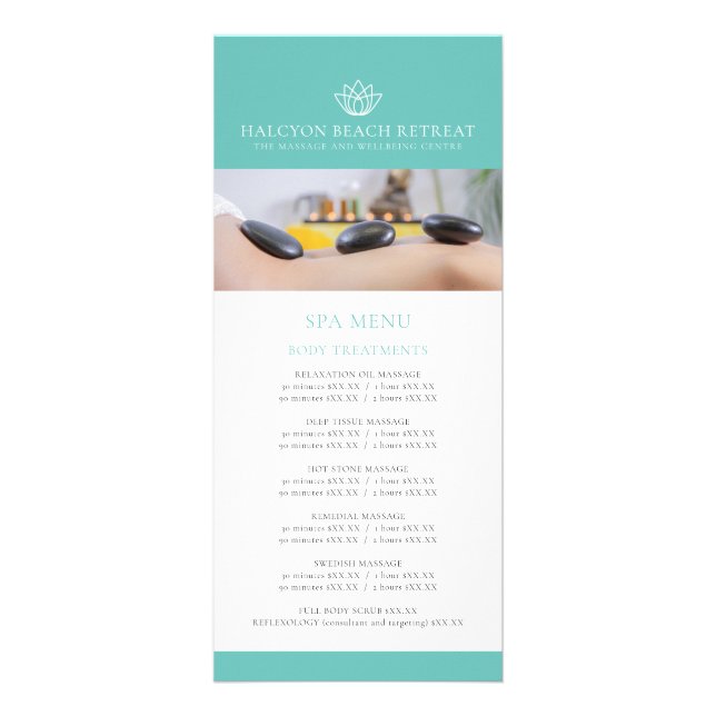 Beauty treatment price list menu lotus logo (Front)