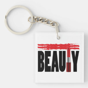 Beauty Typography Lipstick Key Ring