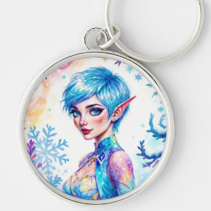 Beauty winter elf enchanted frost queen art key ring