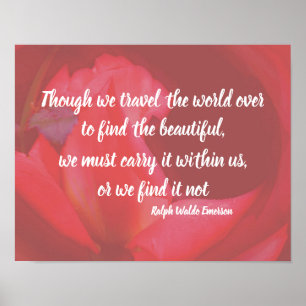 Beauty Within Pink Rose Inspirational Quote Poster