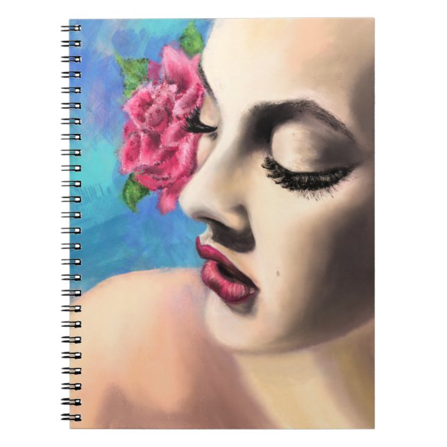 Beauty Woman with Red Rose Notebook (Front)
