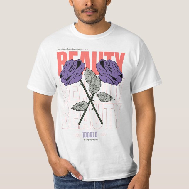 Beauty World Shirt – Gothic Rose Aesthetic Design (Front)