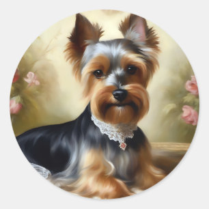 Beauty Yorkshire Terrier Cute Classic Round Sticker