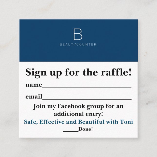 Beautycounter Raffle Slips Square Business Card (Front)