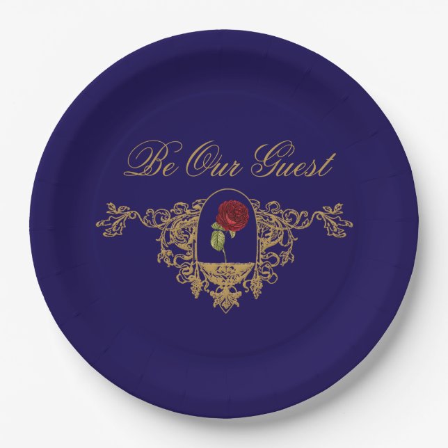 Beauty's Red Rose Paper Plate (Front)