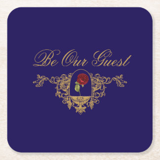 Beauty's Red Rose Square Paper Coaster