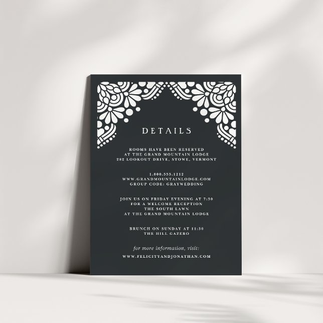 Beaux Arts Guest Information Card | Charcoal (Creator Uploaded)