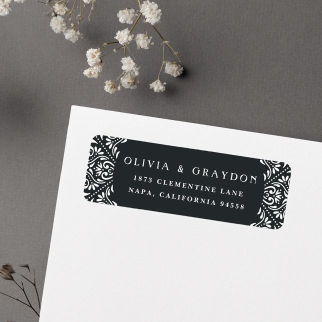 Beaux Arts Return Address Label | Charcoal (Creator Uploaded)