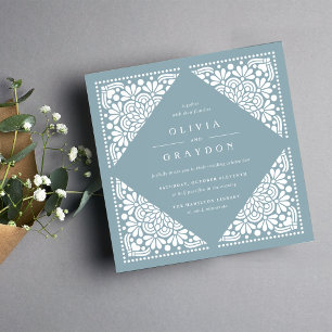 Beaux Arts Square Wedding Invitation   Tourmaline