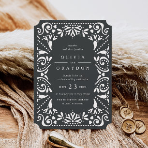 Beaux Arts Wedding Invitation   Charcoal