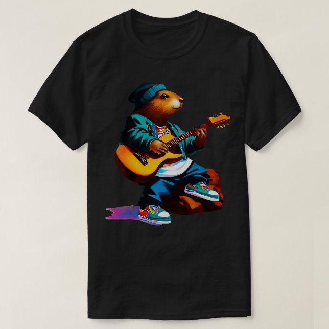 Beaver and Guitar T-Shirt (Design Front)