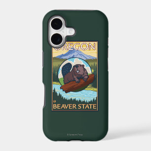Beaver and Mount Hood Scene Vintage Travel