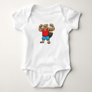Beaver as Bodybuilder with big Upper arms Baby Bodysuit