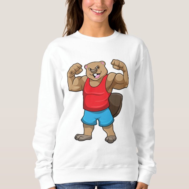 Beaver as Bodybuilder with big Upper arms Sweatshirt (Front)