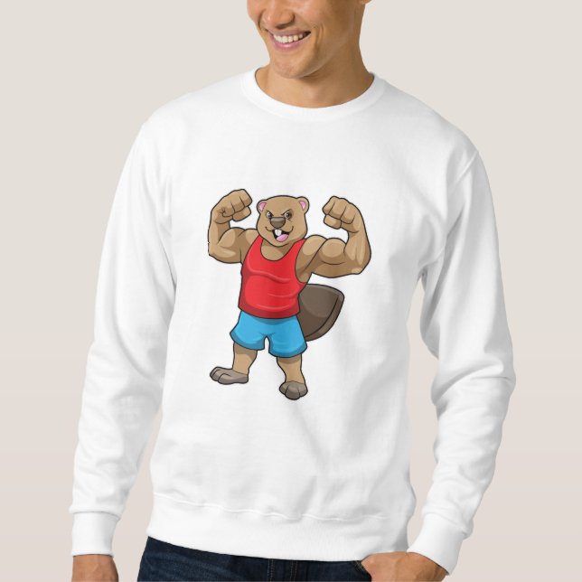 Beaver as Bodybuilder with big Upper arms Sweatshirt (Front)