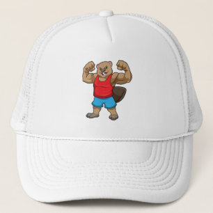 Beaver as Bodybuilder with big Upper arms Trucker Hat