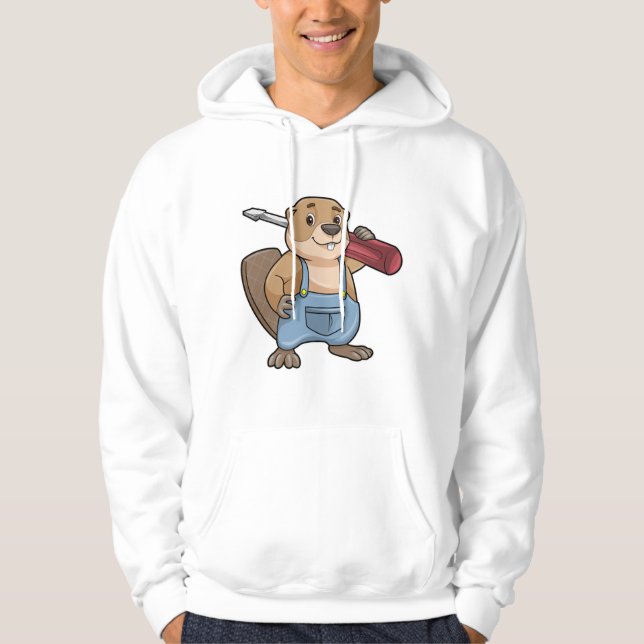Beaver as Craftsman with Slotted screwdriver Hoodie (Front)