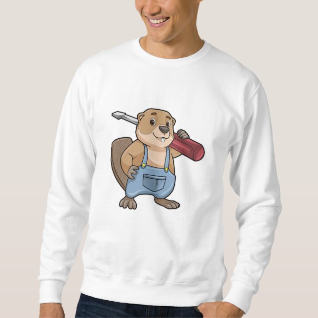 Beaver as Craftsman with Slotted screwdriver Sweatshirt (Front)