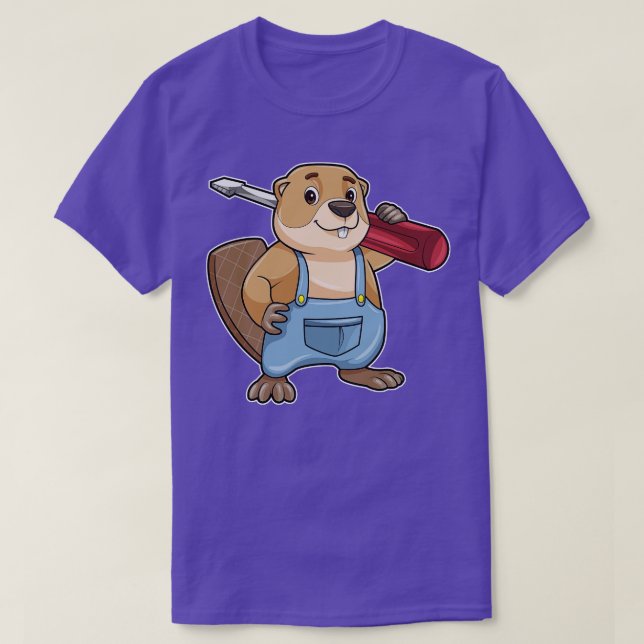 Beaver as Craftsman with Slotted screwdriver T-Shirt (Design Front)