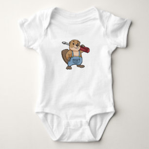 Beaver as Craftsman with Wrench Baby Bodysuit