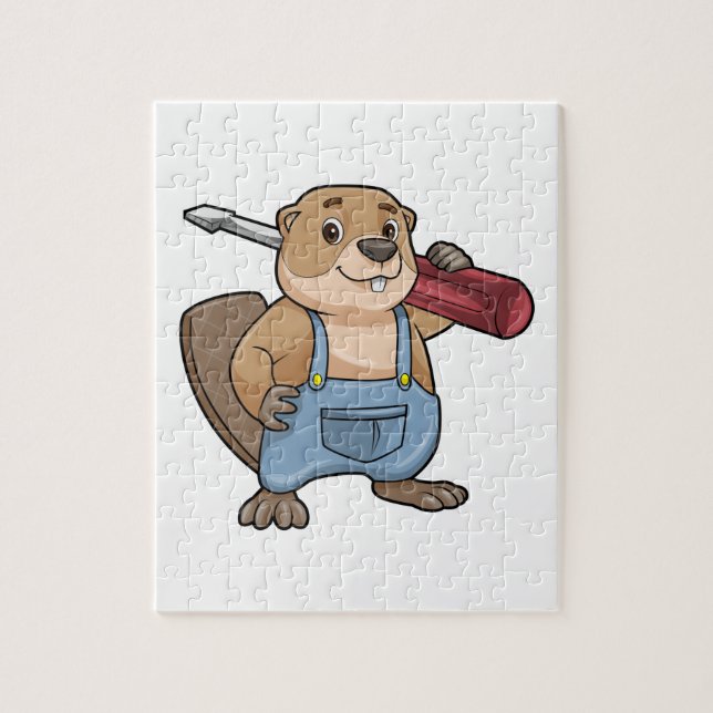 Beaver as Craftsman with Wrench Jigsaw Puzzle (Vertical)