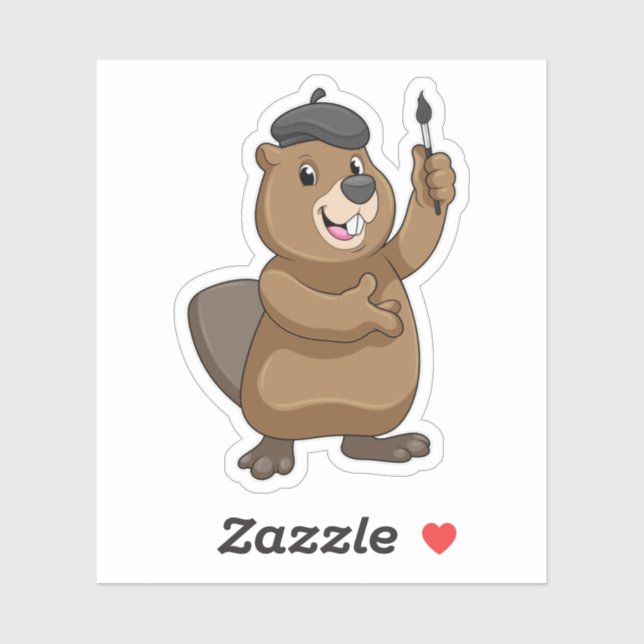 Beaver as Painter with Paint brush (Sheet)