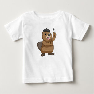 Beaver as Painter with Paint brush Baby T-Shirt
